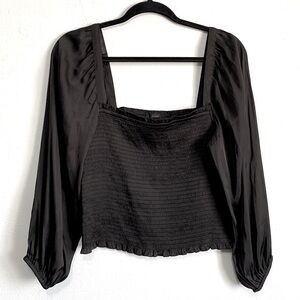 J. Crew “RE-IMAGINED” Smocked Puff Long Sleeves Cropped Top